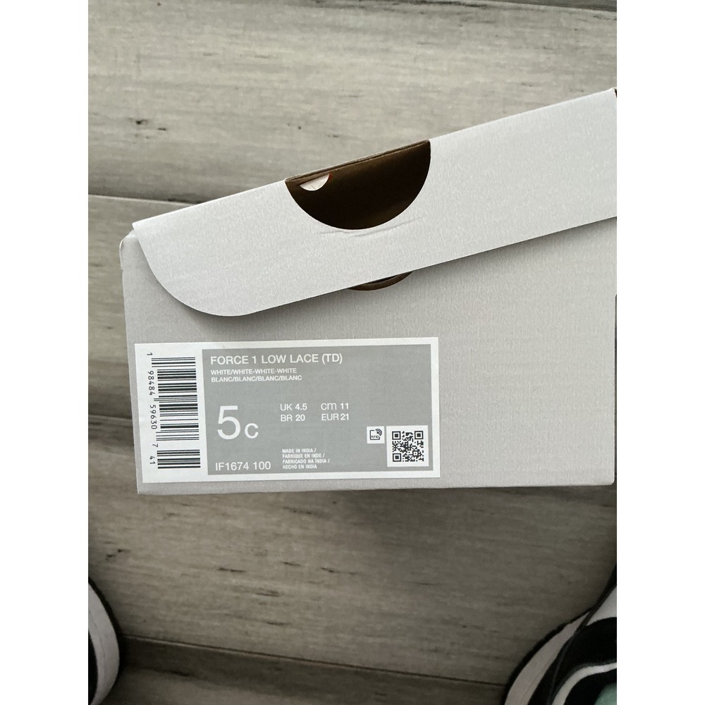 Nike Force 1 Low Lace TD Toddler Shoes White IF1674-100 Size 5C - Picture 2 of 4